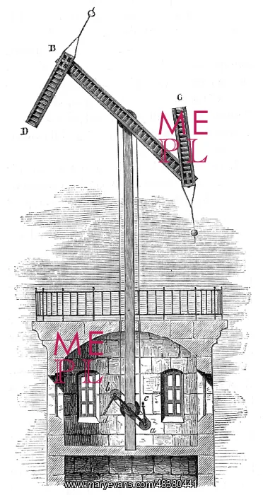 : Sectional view of a telegraph tower using Chappe's : Sectional view of a telegraph tower using Chappe's