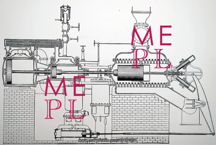 : Sectional view of Worthington compound pumping engine : Sectional view of Worthington compound pumping engine