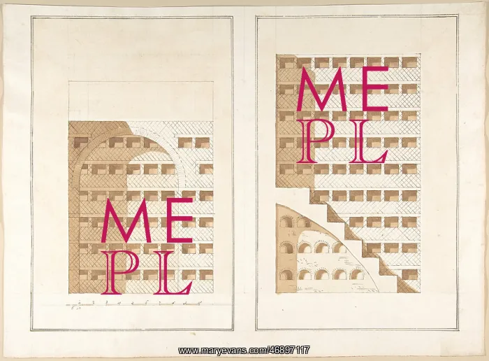 : Two Sections of a Columbarium, 1710?27, Pen and : Two Sections of a Columbarium, 1710?27, Pen and