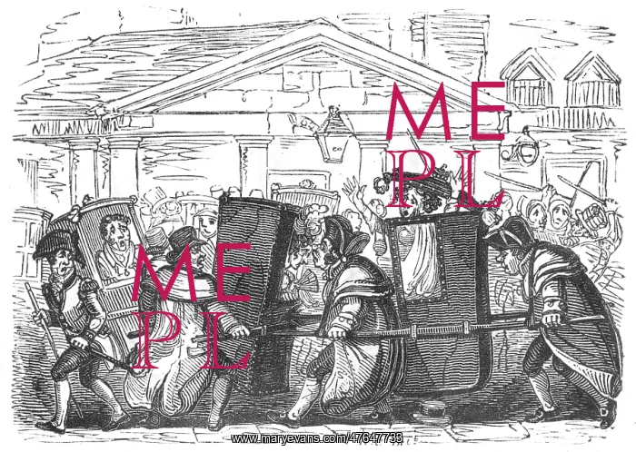 : Sedan chair crash, c.1820 : Sedan chair crash, c.1820