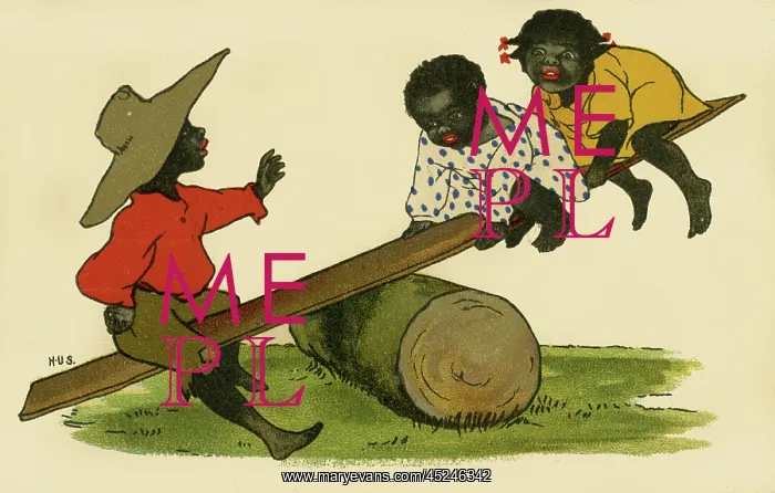 : See-saw. Blackc hildren on a see-saw. Artist: Hilda Dix Sandford : See-saw. Blackc hildren on a see-saw. Artist: Hilda Dix Sandford