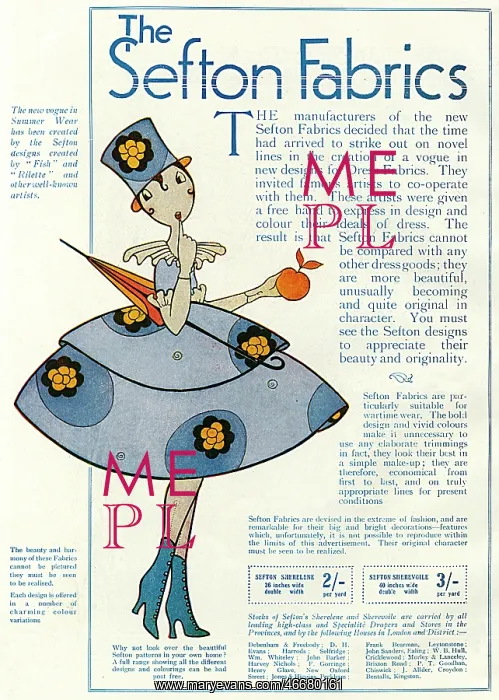 : Sefton fabrics featuring Eve, 1918 : Sefton fabrics featuring Eve, 1918