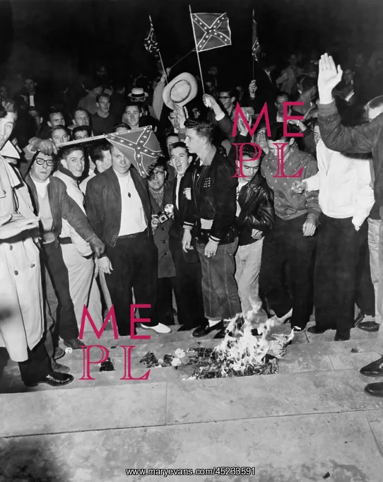 : Segregationist protest. White students burn ? : Segregationist protest. White students burn ?