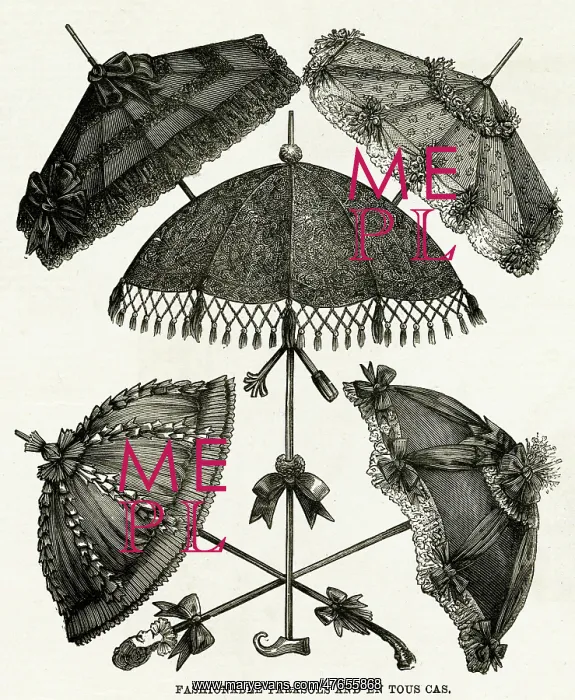 : Selection of black Surah parasols 1886 : Selection of black Surah parasols 1886