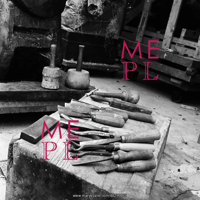 : Selection of chisels in Henry Moore's studio at Perry Green : Selection of chisels in Henry Moore's studio at Perry Green