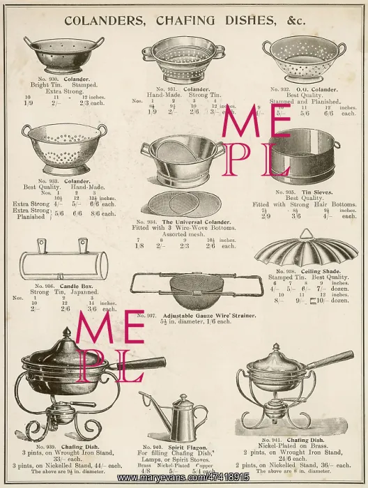 : A selection of colanders, chafing dishes, etc : A selection of colanders, chafing dishes, etc