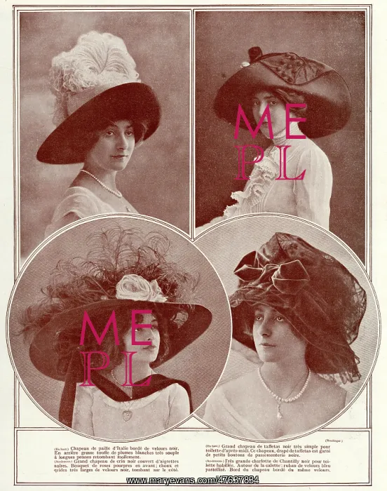 : Selection of Edwardian hats 1910 : Selection of Edwardian hats 1910