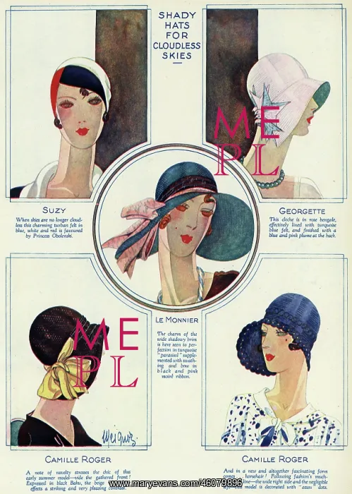 : Selection of fashionable hats 1929 : Selection of fashionable hats 1929