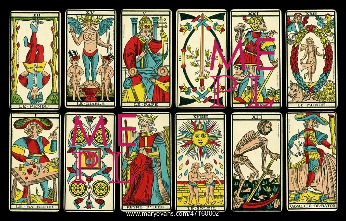 : Selection of tarot cards from traditional Marseille pack : Selection of tarot cards from traditional Marseille pack