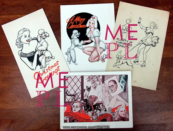 : Selection of Xmas cards designed by Norman Pett : Selection of Xmas cards designed by Norman Pett