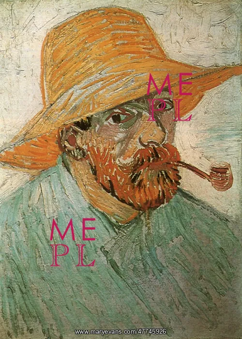 : Self-Portrait with Pipe and Straw Hat, by Van Gogh : Self-Portrait with Pipe and Straw Hat, by Van Gogh