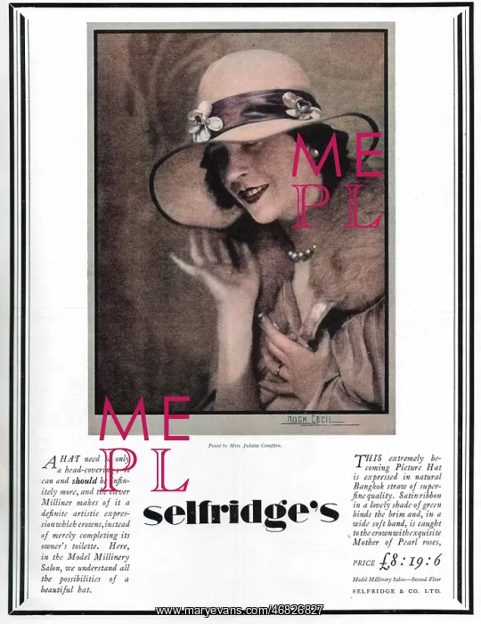 : Selfridge's Hat Advert, 1927 : Selfridge's Hat Advert, 1927