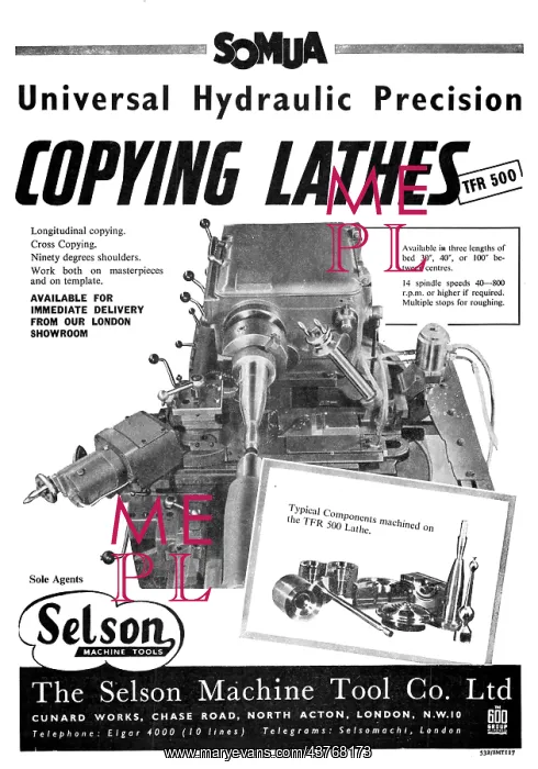 : Selson Machine Tools SOMUA Copying Lathes : Selson Machine Tools SOMUA Copying Lathes