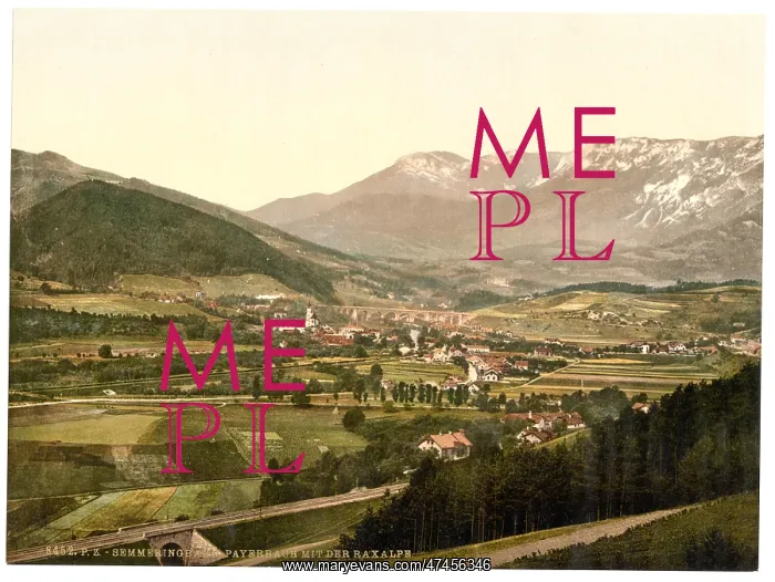 : Semmering Railway, Payerbach with the Raxalpe, Styria, Austr : Semmering Railway, Payerbach with the Raxalpe, Styria, Austr