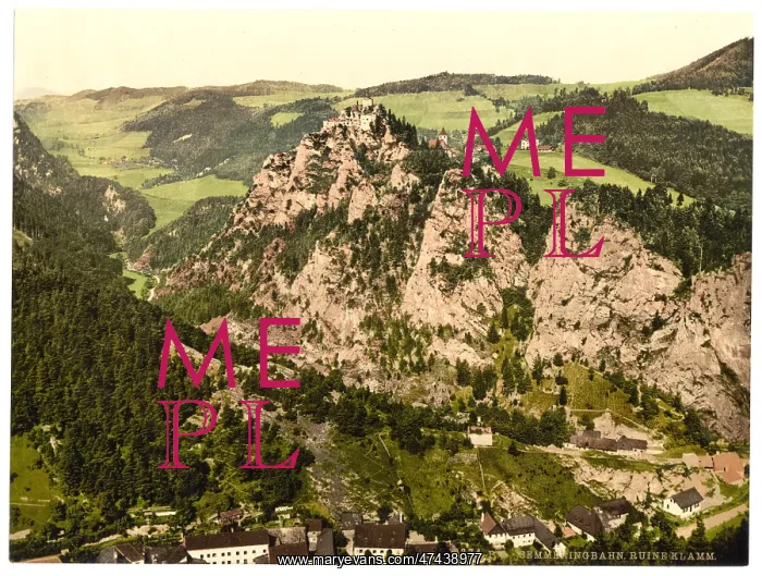 : Semmering Railway, ruins of Klamm Castle, Styria, Austro-Hun : Semmering Railway, ruins of Klamm Castle, Styria, Austro-Hun