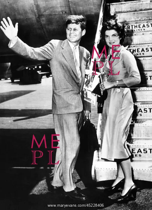 : Sen. John Kennedy, waves as he and his fianc?e, ? : Sen. John Kennedy, waves as he and his fianc?e, ?