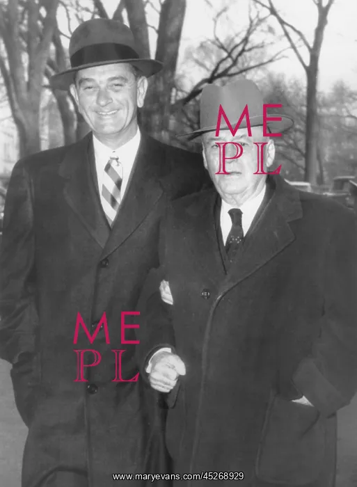 : Senate Majority Leader Lyndon Johnson (left) and : Senate Majority Leader Lyndon Johnson (left) and