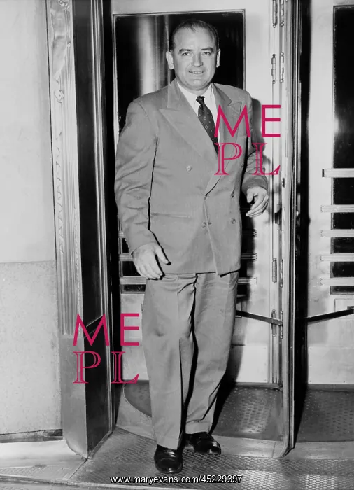 : Senator Joseph McCarthy, leaving Waldorf-Astoria ? : Senator Joseph McCarthy, leaving Waldorf-Astoria ?