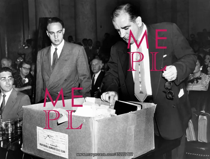 : Senator Joseph McCarthy (right) and his ? : Senator Joseph McCarthy (right) and his ?