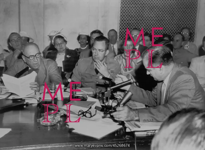 : Senator Joseph McCarthy (right) demands an apology : Senator Joseph McCarthy (right) demands an apology