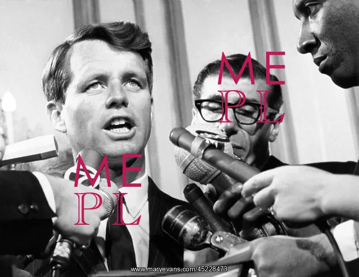 : Senator Robert Kennedy in a press conference. ? : Senator Robert Kennedy in a press conference. ?