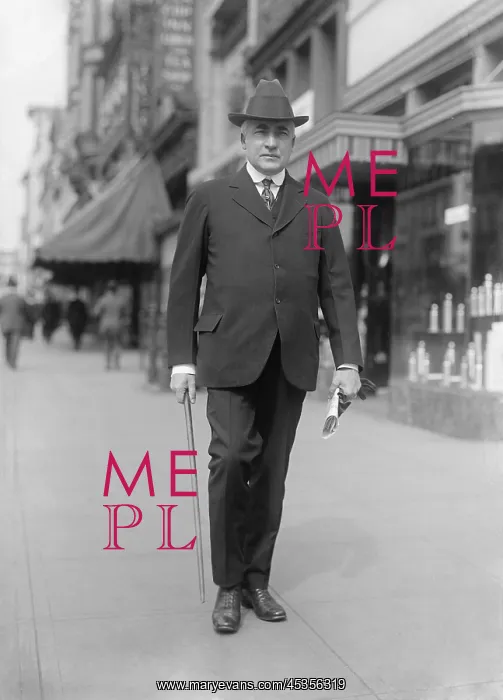 : Senator Warren Harding walking on a Washington : Senator Warren Harding walking on a Washington