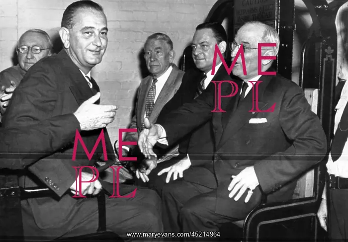 : Senators Walter George, Lyndon B. Johnson, ? : Senators Walter George, Lyndon B. Johnson, ?