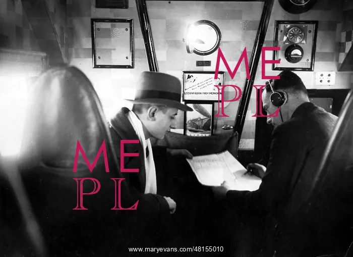 : Sending a telegram on an airplane, 1931 : Sending a telegram on an airplane, 1931
