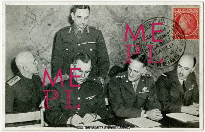: Senior Allied commanders signing documents at Rheims : Senior Allied commanders signing documents at Rheims