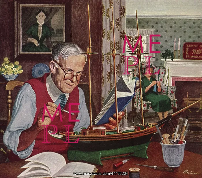  : Senior Man building Model Ship