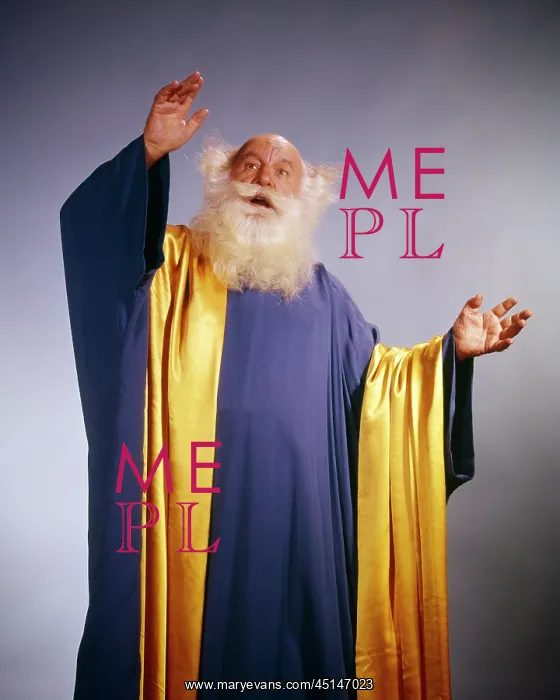 : Senior Man Character White Beard Long Blue and : Senior Man Character White Beard Long Blue and