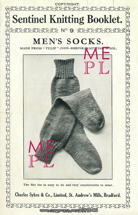 : Sentinel knitting booklet, socks, WW1 : Sentinel knitting booklet, socks, WW1