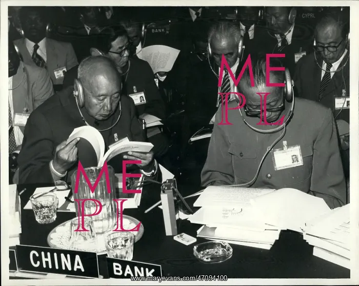 : China. Sep. 09, 1981 - Li Bachua (left) Finance Minister of the People's : China. Sep. 09, 1981 - Li Bachua (left) Finance Minister of the People's