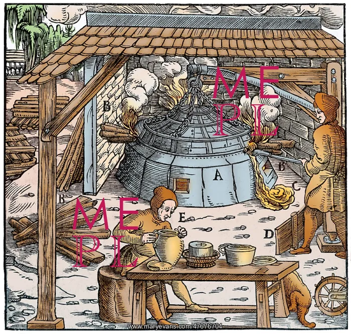 : Separating Metals in Cupellation Furnace, Agricola's De Re M : Separating Metals in Cupellation Furnace, Agricola's De Re M