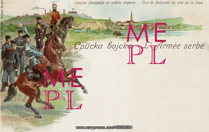  : The Serbian Army and a View of Belgrade - Souvenir Postcard