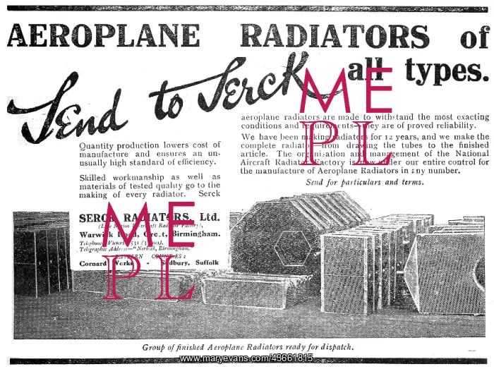 : Serck Aeroplane Radiators : Serck Aeroplane Radiators