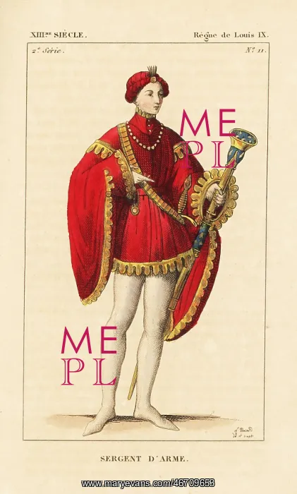 : Sergeant at arms, royal guard, mace-bearer, 13th century : Sergeant at arms, royal guard, mace-bearer, 13th century
