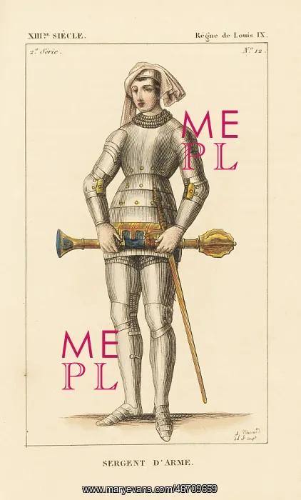 : Sergeant at arms, royal guard, mace-bearer, 13th century : Sergeant at arms, royal guard, mace-bearer, 13th century