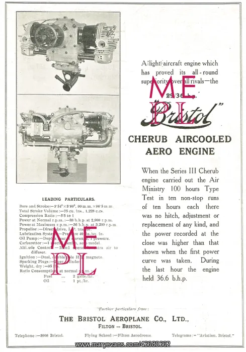 : Series III Bristol Cherub Aircooled Aero Engine : Series III Bristol Cherub Aircooled Aero Engine
