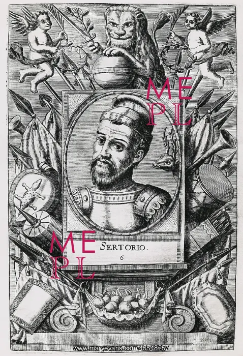 : SERTORIUS, Quintus (123-73 BC). Roman General. Engraving : SERTORIUS, Quintus (123-73 BC). Roman General. Engraving