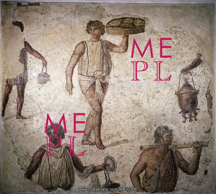 : Servants / slaves making preparations for a feast : Servants / slaves making preparations for a feast