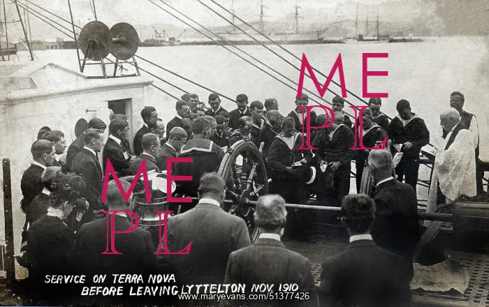 : Service held on the Terra Nova before leaving Lyttelton : Service held on the Terra Nova before leaving Lyttelton
