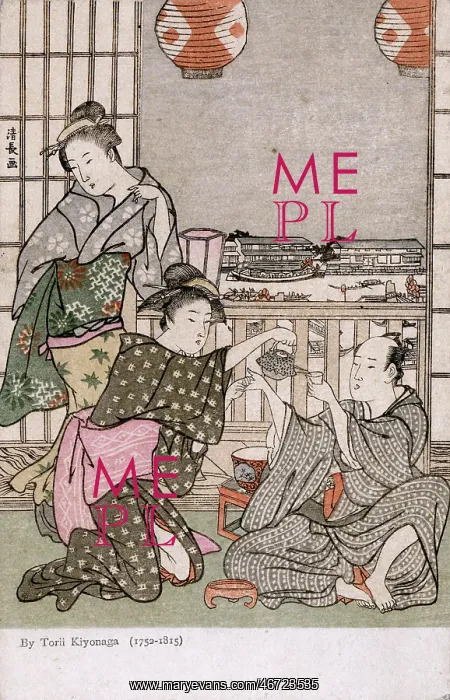 : Serving tea on the banks of the Sumida River by Kiyonaga : Serving tea on the banks of the Sumida River by Kiyonaga