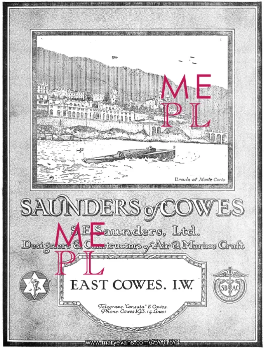 : S.E.Saunders Aircraft. 1918 : S.E.Saunders Aircraft. 1918