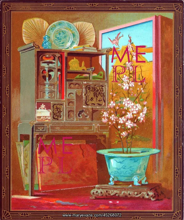 : Set of oriental items on a greetings card : Set of oriental items on a greetings card