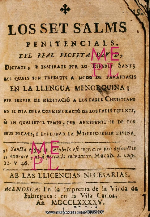 : The seven Penitential Psalsms of David prophet. 1795. Ciutad : The seven Penitential Psalsms of David prophet. 1795. Ciutad