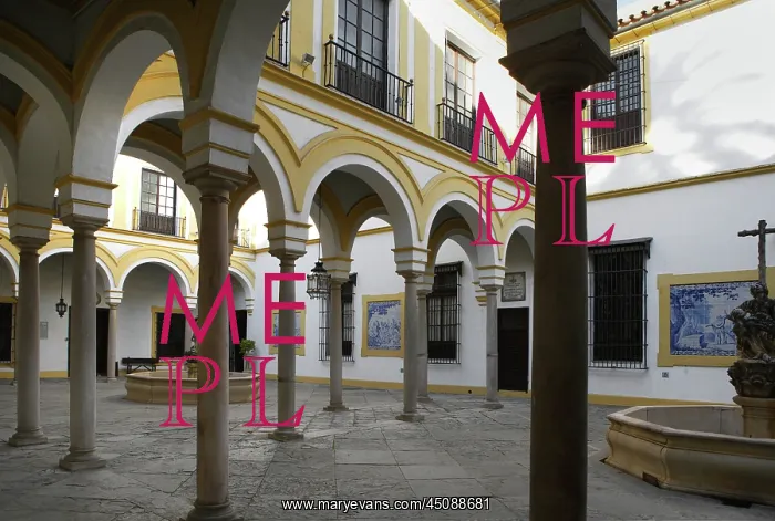 : Seville. Low angle view of the double patio, Hospital de la Caridad : Seville. Low angle view of the double patio, Hospital de la Caridad