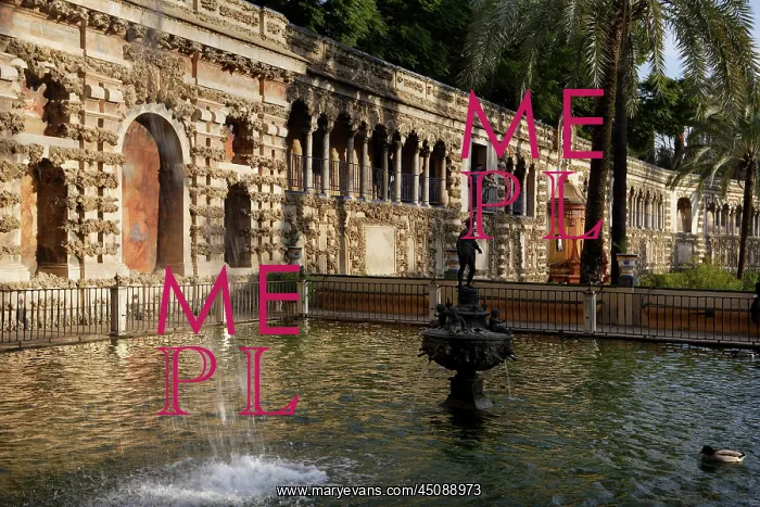 : Seville. Low angle view of Jardin de la Alcubilla : Seville. Low angle view of Jardin de la Alcubilla