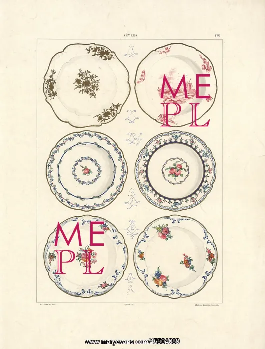 : Sevres plates with simple decoration : Sevres plates with simple decoration