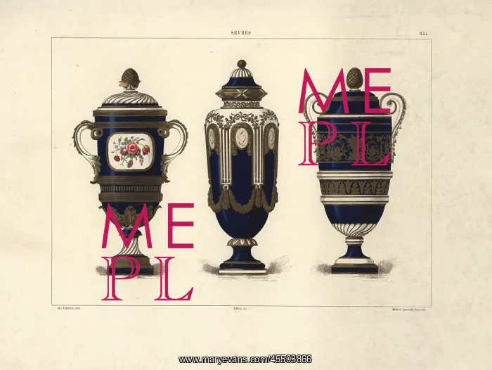 : Three Sevres vases with lids : Three Sevres vases with lids